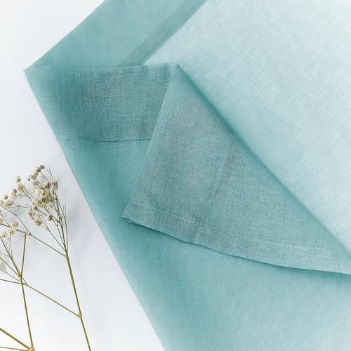 Image of MYSTIC-HOME Sheer Curtains Blue 95 Inches Long, Window Treatments Rod Pocket Drapes for Living Room, Bedroom, Semi Crinkle Extra Wide Curtains for Yard, Patio, Villa, Parlor, 108 inch W x 95 inch L, 2 Panels