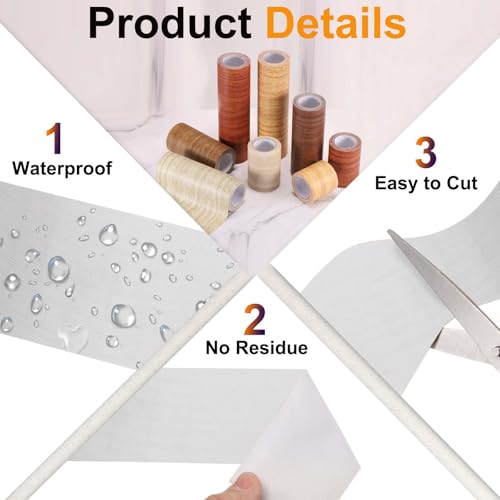 Image of PATIKIL Wood Grain Tape 2 inch x 32 ft, Self-Adhesive Wood Texture Repair Tape Realistic Wooden Effect Patch for Furniture Cabinets Floor Walls, White Wood Grain
