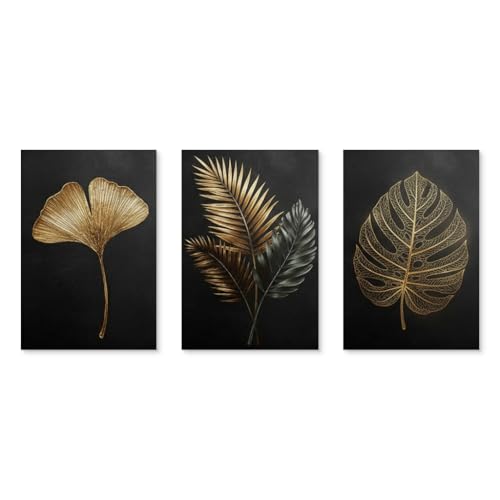 Lienzos de palmeras doradas y hojas de ginkgo para decoraciones elegantes de salón 7