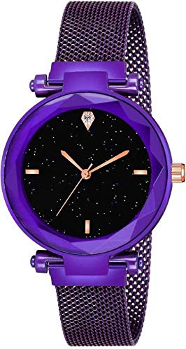 TIMESPACE Luxury Fashion Girls Quartz Watches Ts-4025 Starry (Black dial Purple Strap) Ladies Wrist Watch with Thin Magnetic Strap for Girls (B07THL58GT) Amazon Price History, Amazon Price Tracker