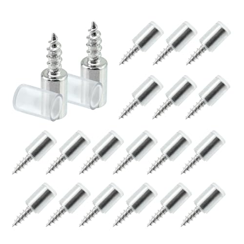 BlingKingdom 20 PCS Shelf Support Self-Tapping Screws with Non-Slip Sleeve, Glass Shelve Pins Clapboard Holder Screw Cabinet Laminate Bracket Support Pegs for Kitchen, Bookcases, Wardrobes