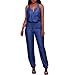 Produktbild Damen Einfarbig Jeans Jumpsuit, LeeMon Jumpsuit mit Träger Retro Overalls Sommer Lose Hose Lange Baggy Sommerhose Jeans Overall hochwertigem Denim