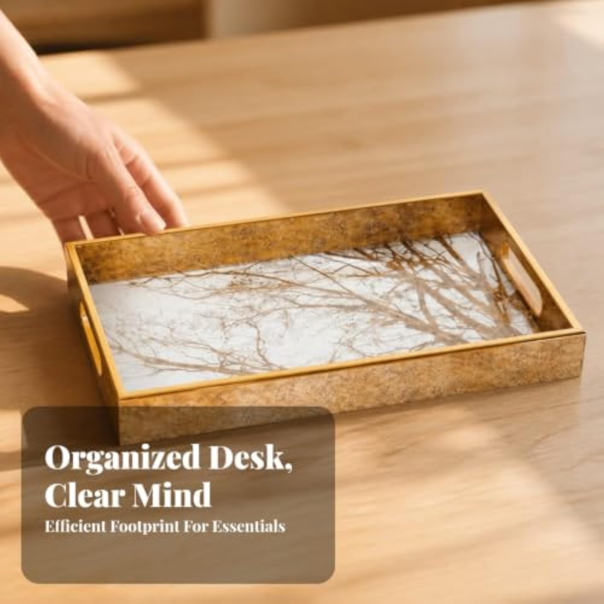 Decorative Rectangular Tray with Handles, Elegant Home Decor
