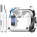 R-fun ケース Airpods Pro 第 2 世代/第 1 世代 (2023/2022/2019) 対応 自動スナップスイッチ付き、安全なロッククリップケースデザイン Airpods Pro (USB-C/ライトニングケーブル) 用キーチェーン付き メンズ レディース ホワイト