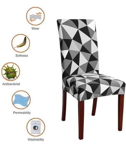 Image of Homerz Premium 6 Seater Dining Table Cloth with 6 Dining Chair Covers,Elastic Fitted Chair Slipcovers, Printed Polycotton Fabric, Table Cloth Size 60x90 inch (GBW)