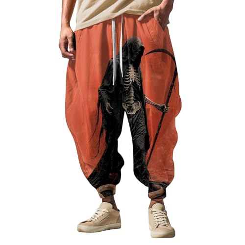 Baggy Haremshose Herren Lang Pump Hose Mit 3D Bedruckt Herren Yoga Baggy Hose Mit Taschen Elastischer Bund Jogginghose Mit Kordelzug Sporthose Fashion Streetwear Japanisch Sweathose