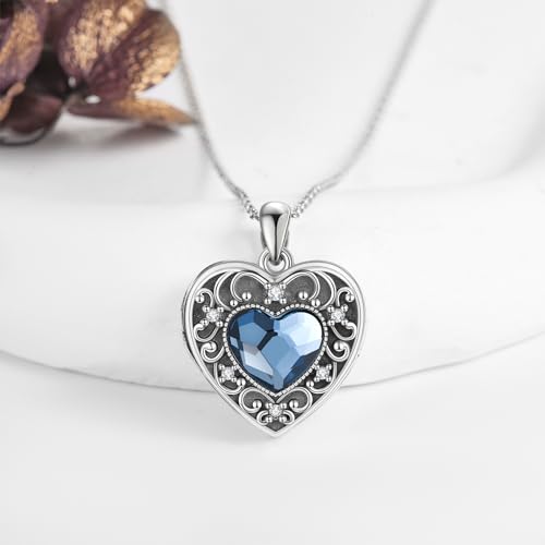 YFN Locket Necklace 925 Sterling Silver Heart Locket Necklace that Holds Pictures for Women Jewelry Gifts4