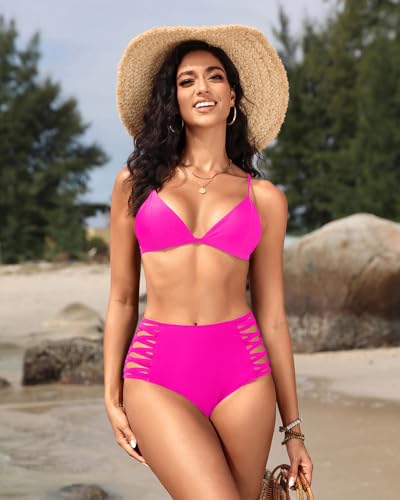 Image of Holipick Women High Waisted Bikini Bottoms Tummy Control Swimsuit Bottoms Strappy Swim Bottom