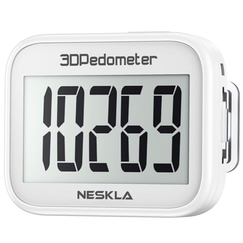 Image of 3D Pedometer for Walking, Simple Step Counter with Large Digital Display, Step Tracker with Removable Clip Lanyard, Accurately Track Steps for Men Women Seniors-White