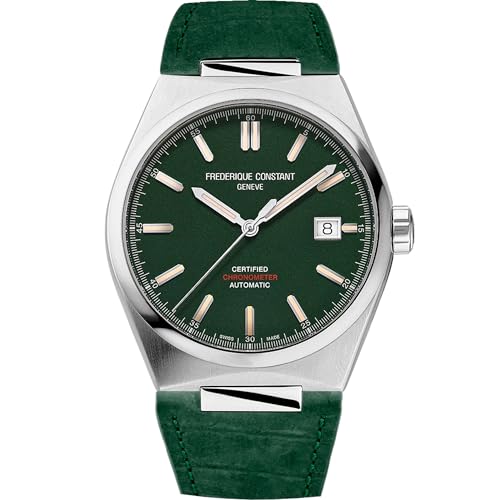 Image of Frederique Constant Mens Swiss Automatic Highlife COSC Silver-Tone Stainless Steel Watch with Bracelet and Additional Green Nubuck Leather Strap, Style: FC-303GRS3NH6B