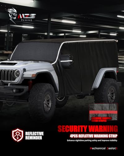 Image of MZS Cab Cover Compatible with Wrangler JK JL JKU JLU Unlimited 4 Door 2007-2026, 600D Outdoor Waterproof Wrangler Cover with Driver Door Zipper Car Half Cover Windproof Sun Snow Rain Protection