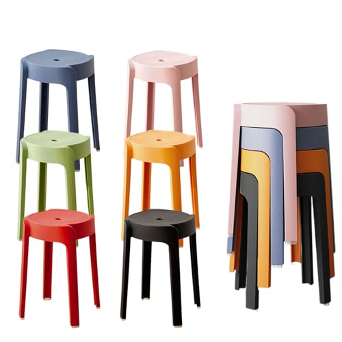 duwiikab 6 Pack Plastic Stackable Stools 18 Inch School Chairs Portable Nesting Stack Stools Round Colorful Backless Classroom Chairs Bar Stools Seating Chairs for Classroom Office Home 6pcs