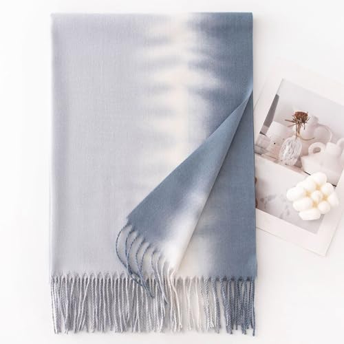 IZUS Women Cashmere-Feeling Gradient-Scarf Big-Girls Warm Long Scarves Cold Weather Outdoor Bridal Shawls-Wraps Evening Dress3