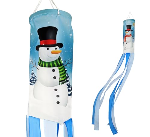 Madrona Brands Twin Snowman Winter Windsock | Durable Outdoor Hanging Decoration | Yard, Deck, Patio, Home and More | 60-Inch