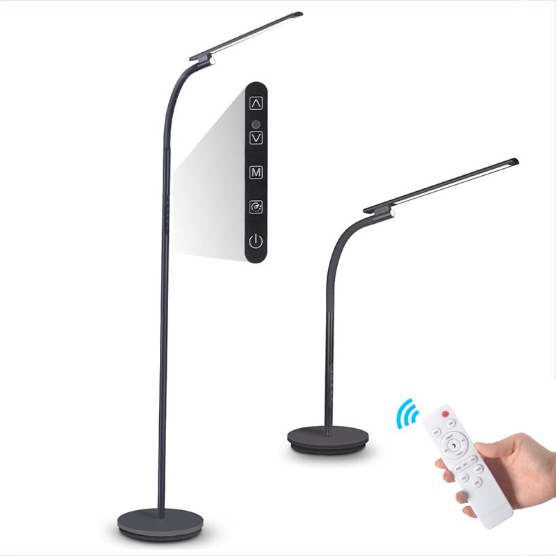 Lámpara de pie LED ajustable 360° con temporizador y mando a distancia para estudio y lectura