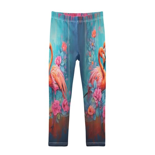 Toddler Girls Leggings Printed Yoga Pants Leggings Pink Flower Flamingos for Kids