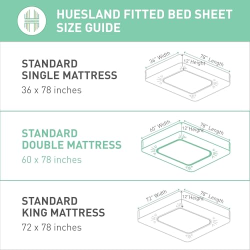 Image of Huesland by Ahmedabad Cotton 144 TC Cotton Elastic Fitted Bedsheet for Double Bed with 2 Pillow Covers | 60 x 78 inches