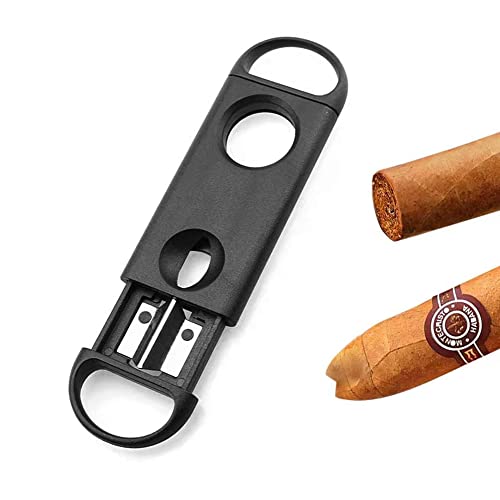 Aoibeely Tagliacenere nero, due tipi di teste di coltello, taglia-sigarette, taglia sigarette con lama a V, potatrice da taglio a V Porta Cuba, accessori per sigari.