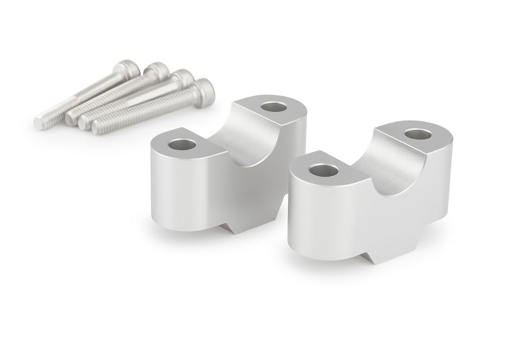 Puig 21810P Rialzi manubrio lavorati dal pieno in alluminio anodizzato con design Hi-Tech per migliorare ergonomia e controllo di guida, Argento