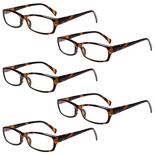 Image of Henotin 5-Pack Reading Glasses Blue Light Blocking Anti Eyestrain Computer Reading Glasses for Women and Men Readers (5 Pack Tortoise, 2.75, Diopters)
