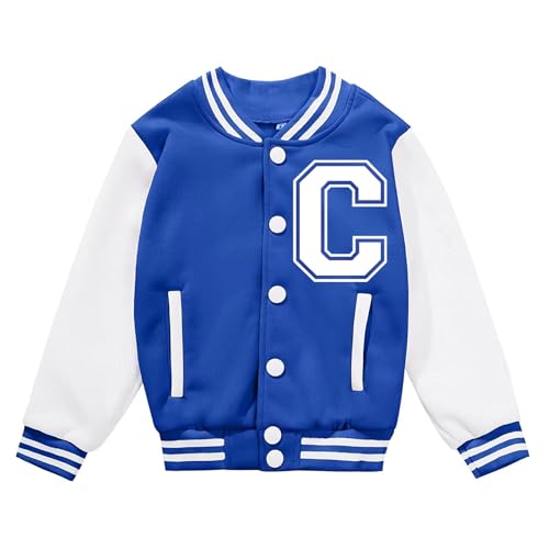 Image of BAICAIYU Kids Baseball Jackets Boys and Girls Varsity Coat Buttons Cardigan Letter Sport Letterman School Jacket