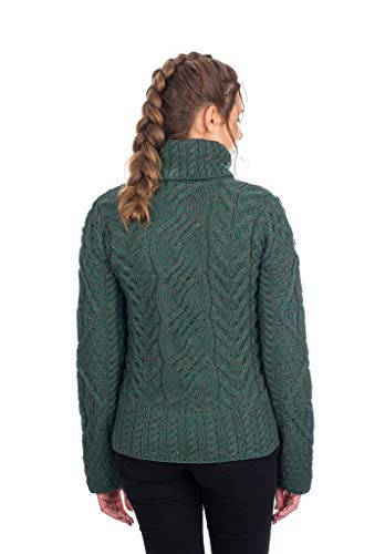 Image of 100% Super Soft Merino Wool Irish Cable Knit Turtleneck Women Sweater