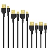 Micro USB Charging Cable, ICZI Micro USB Cable 6ft, 3ft, 1ft ,5 Pack Sync&Charging Cable for Samsung, Nexus, LG, Android Smartphone and More - Black