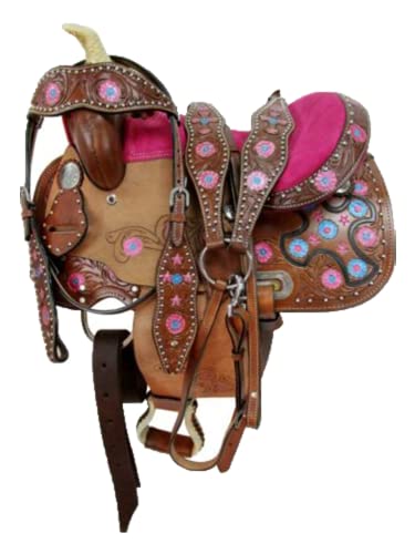 Selle de cheval en cuir rose 45,7 cm équipement équestre design