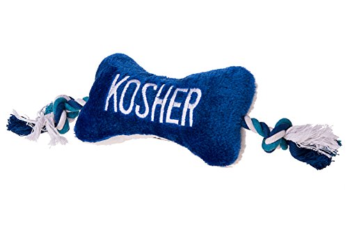 Copa Judaica Chewish Treats Dog Toy Kosher Cow with Squeaker and Tug, 13'/One Size, Blue/White