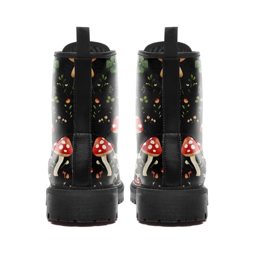 Women's Stylish Ankle Boots Mushroom printed Gift Lightweight Comfort Waterproof Casual Fashion Winter Combat Booties4