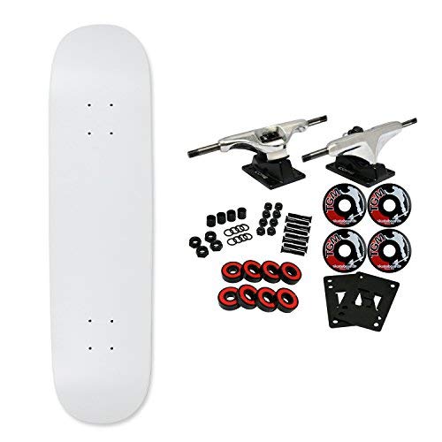 Moose Complete Skateboard Dip White 7.0" with Silver Trucks and Black Wheels
