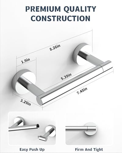 Image of RARXTR Polished Finish Toilet Paper Holder SUS304 Stainless Steel Double Post Pivoting Toilet Paper Roll Holder Wall Mounted Toilet Tissue Holder for Commercial Bathroom RV