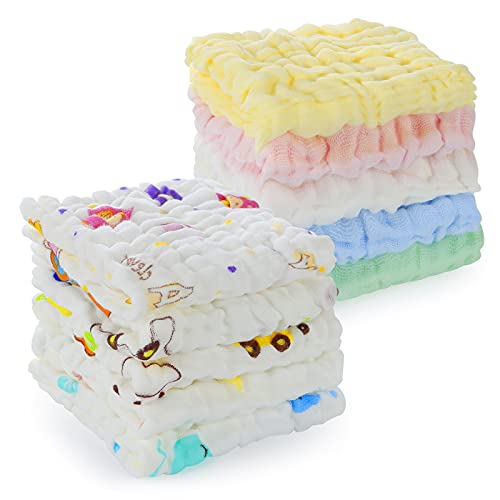 Comius Sharp 10 Piezas Muselina Bebé Algodón, Natural Orgánico del Algodón Wipes, Accesorio de Bebé Pañuelo Para Niños Algodon Toalla Bebe Recien Nacido para Niño Recién Nacido regalo