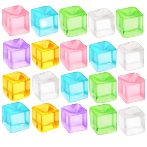Jelly Cube Fidget Toy, Squeeze Fidget Toys, Stress Cube Stress-Relieving Little Toys for Boys and Girls Gift Party School (Purple Blue Orange Green Pink Transparent White) (20 pcs colorful)