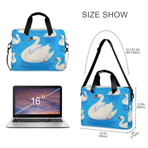 Maletín portátil para laptop 15.6" azul con diseño de cisne miniatura 5
