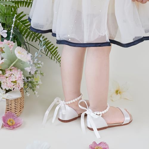 Image of PHIRAMIN Toddler Girl Sandals - Flower Girl Dress Shoes Open Toe Little Kid Wedding Party
