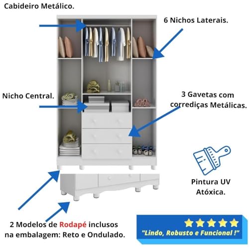 Quarto de Bebê Completo Guarda Roupa Uli 4 Portas 3 Gavetas Berço Americano Uli Cômoda Uli 4 Gavetas