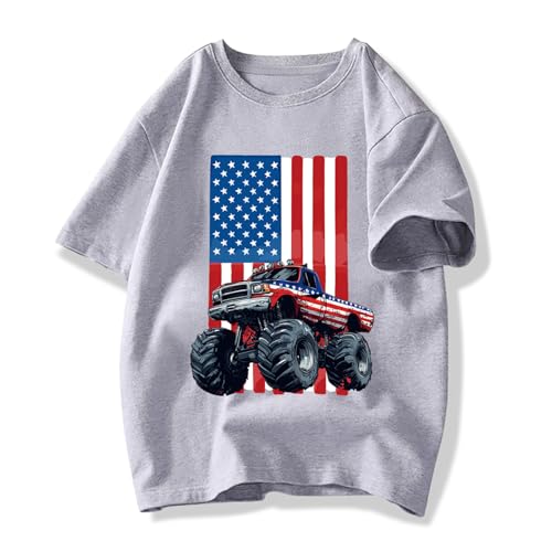 Image of Toddler Boys Girls 4th of July Short Sleeve Shirt - Kids Patriotic American Flag Memorial Day USA Tops 2-7T