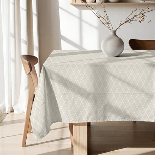 BL BELUM | Mantel Antimanchas 140x140 cm algodón Tacto extrasuave Limpieza fácil y rápida – Mantel Impermeable Beige Diseño Premium Interior y Exterior 100% Made in Spain
