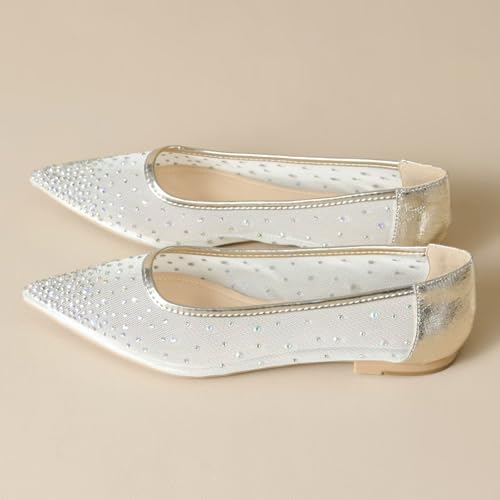 SAILING LU Women Ballet Flats Pointed Toe Mesh Eyelets Ballerina Flats Comfortable Slip-on Dressy Loafers3