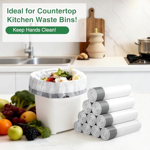 Image of 200 Counts 1.2 Gallon Trash Bag Drawstring Small Trash Bags, Thick Pre-separated Garbage Bags, Trash Bin Liners, Suitable for bathroom, kitchen, bedroom, office (White)