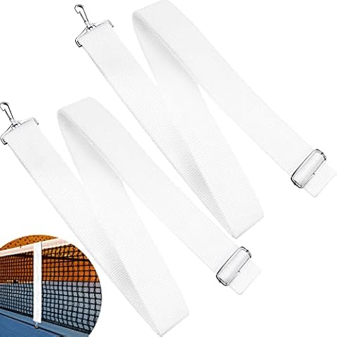 2 Pieces Summer Tennis Net Center Strap Adjustable Height Tennis Net Straps Portable Tennis Accessories for Driveway Sports Training Contest Equipment, 39 x 1.96 Inch, White Cover