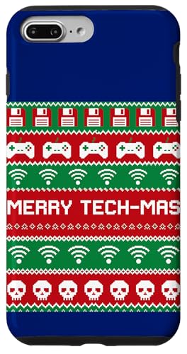 Merry Tech-Mas �t���b�s�[�f�B�X�N Wifi �r�f�I�Q�[�� �X�}�z�P�[�X iPhone 7 Plus/8 Plus �p