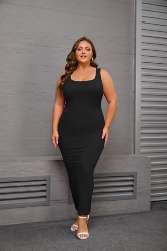 YeGine Women Plus Size Sleeveless Bodycon Maxi Dresses Sexy Slim Tank Dresses3