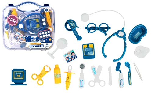 CLEMENT CLEMENTINE Set De Ménage – Jeu D’imitation Avec Seau, Brosses, Raclette, Savon – Dès 3 Ans – 24x17,5 Cm – Bleu