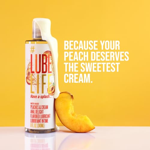 Image of LUBELIFE Peaches and Cream Flavored Water Based Anal Lube 8 fl oz