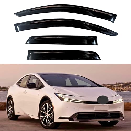 Image of KPY Window Visor Compatible with Toyota Prius & Prius Prime 2023-2024, Rain Guard Side Window Vent Deflectors Tape-On Style, 2023 2024, Black