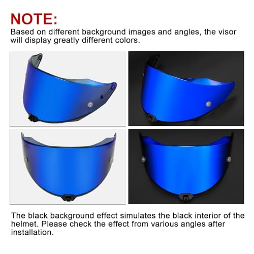 Image of PSLER Shatterproof Motorcycle Helmet Visor for KYT R2R,Deep Blue | Impact-Resistant ,UV400 Protection, Motorcycle Tinted Face Shield for KYT R2R,Visor Replacement