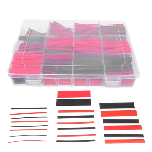 HOMSFOU Tubo Termorretráctil para Cables 560 Piezas Rojo y Negro Kit de Tubos Termorretráctiles de PE para Aislamiento Eléctrico Resistente a Altas Temperaturas y Uso Interior y