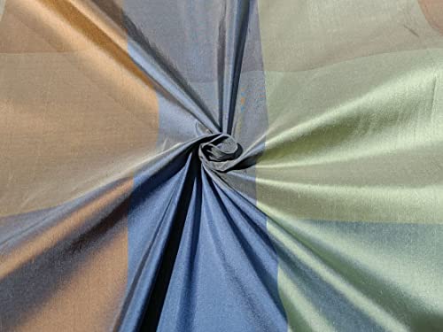 Soie Dupioni 100% pure bicolore marron et vert 137 cm à reflets irisés magiques